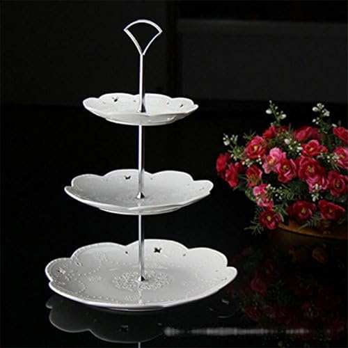 3-Tier Silver Cake Stand Kit - Decorative Tray Holder with Removable Rod & Handles for Wedding Cupcake Displays - Image 3
