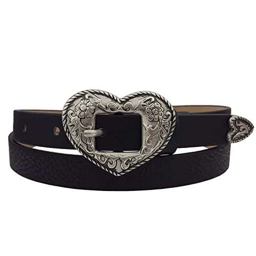 Western-Inspired Skinny Silver Heart Belt with Matching Tip
