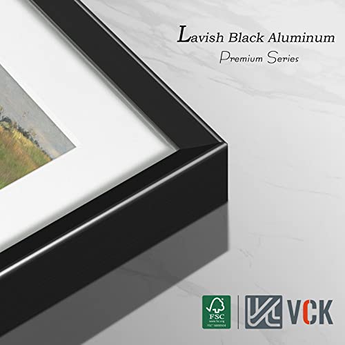 Image of VCK 12X16 Aluminum Black Picture Frames with Real High Definition Glass, 3 Pack Metal Poster Frame with Mat for 8x12 Picture or 12x16 without Mat