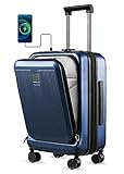 LUGGEX 20 Inch Carry on Luggage with Pocket Compartment - Polycarbonate Suitcase with USB Port - Has