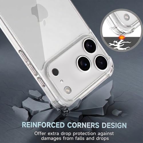 Image of Fashionury 3D Raised Transparent Crystal Clear Back Cover for iPhone 17 Pro Max | Shockproof Design | Anti-Slip Grip | Camera Protection | 360 Degree Protection Mobile Case