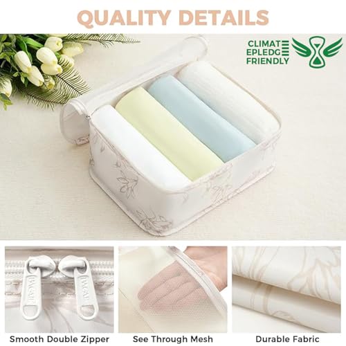 Image of BAGAIL 9 Set Packing Cubes with Packing List Luggage Packing Organizers for Travel Accessories (Pink floral)
