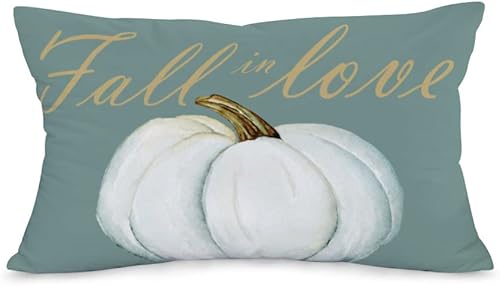 Fundas de almohada con diseño de calabaza de otoño súper suaves de otoño de 12 x 20 pulgadas, fundas de almohada con citas de bendición, día de