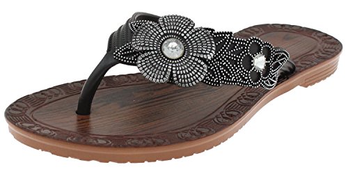 Capelli New York Girls Fashion Flip Flops with Gem Trim