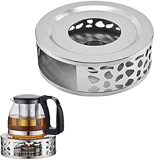 Stainless Steel Teapot Warmer Base Round Tea Warmer with Hollow Frame Design Candle Holder for Heat Resistant Teapot