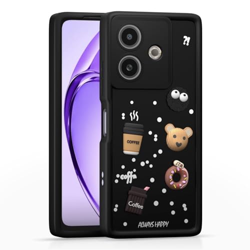 Image of Bintage Cute Fun Taddy| 3D Ball Bear| Donut| Coffee Rubber Case Full Body & Camera Protection Back Cover Compatible for Oppo A5 Pro 5G - Black