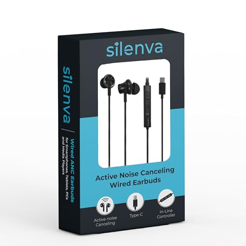 Silenva Active Noise Canceling Earbuds Wired, USB-C, ANC...