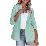Blazers for Women Business Casual Long Sleeve Jackets Work Casual Office Blazer Suit Lightweight Elegant Jacket Mint Green
