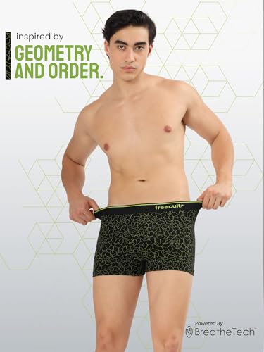 Image of Freecultr Men's Tipline Cotton Trunk Stretch Printed Trunks with Stylish Waistband | Breathable Innerwear for All-Day Comfort