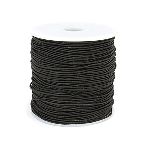 0.8mm 100M Stretch Elastic Cord String Rope Beading Threads Prayer Beads Elastic Thread for DIY Jewelry Making 1 Roll (Black)
