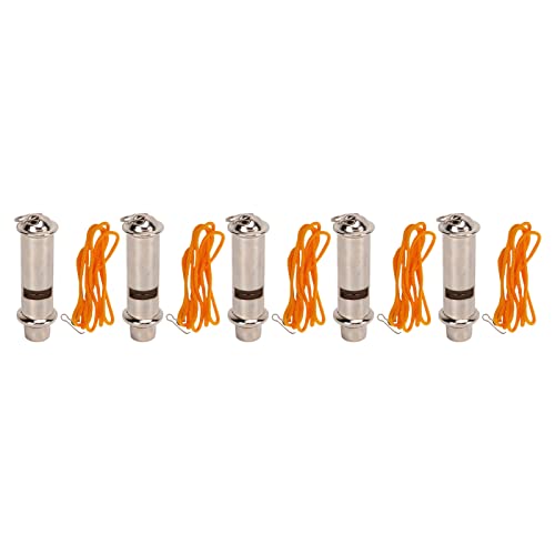 cardyven 5Pcs Stainless Steel Whistle, Metal Emergency Survival Whistle Loud Outdoor Portable Warning Whistle with Lanyard for Referee Police Security School