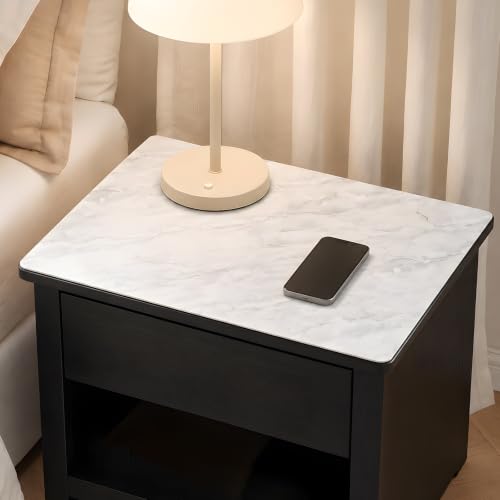 Image of LovePads Marble-Look Table Protector, 16x32 in Nightstand Table Cover