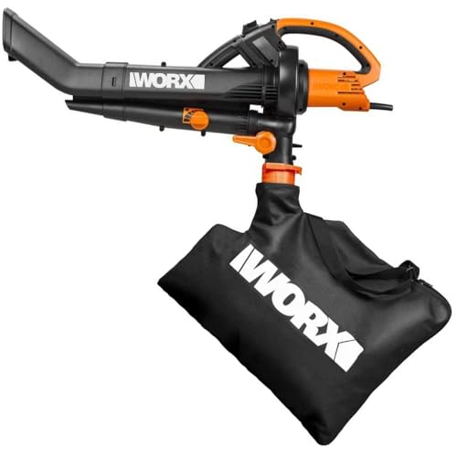 WORX WG505E Trivac Laubbläser & Laubsauger 3000 W – 3-in-1 Funktion als Laubbläser, Laubsauger & Mulcher - 335km/h Blasgeschwindigkeit - 600m³/h Saugvolumen – inkl. 45L Fangsack