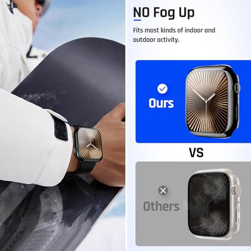 Goton Capa à prova d'água para Apple Watch Series 10 protetor de tela de 46 mm, vidro temperado ríg