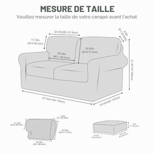Housse de canapé extensible velours pour rénover un canapé usé blanc
