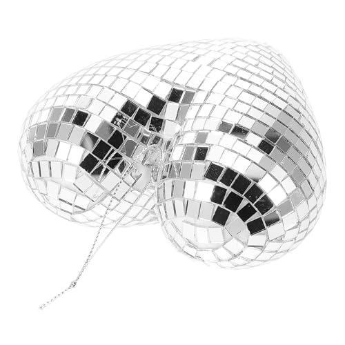 SHINEOFI Palla da Discoteca a Specchio 12cm a Forma di Cuore in Vetro, Decorazione Sospesa per Feste, Bar e Matrimonio, Ornamento per Casa e Club, Resistente e Riutilizzabile