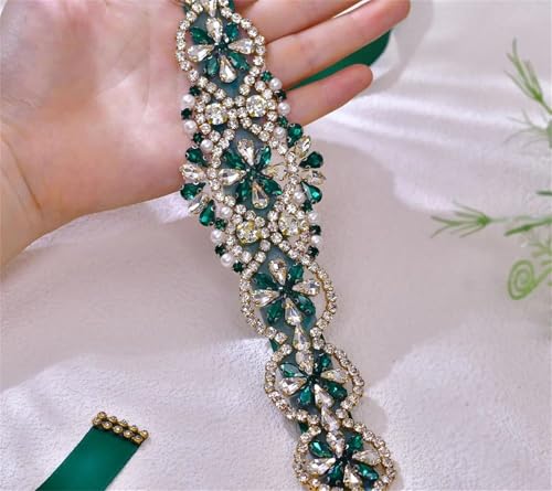 Women Bridal Wedding Dress Belt Gold Rhinestone Accessories Daily Party Gown Belt4