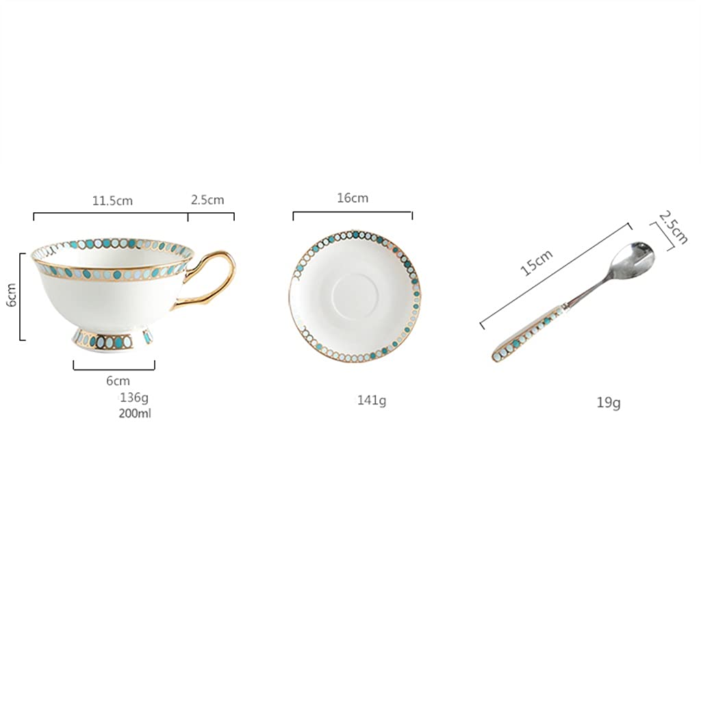 Juego de Tazas de té británico, Juego de cerámica para el té de la Tarde, Juego de Tazas de café de Porcelana para té de la Tarde y café con Leche (+6 Piezas Azules)