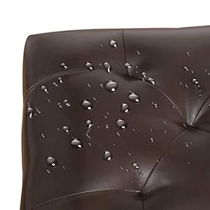Furnistar 24 inch storage ottoman leather bench foot rest stool for bedroom living roombrown  urban country home decor