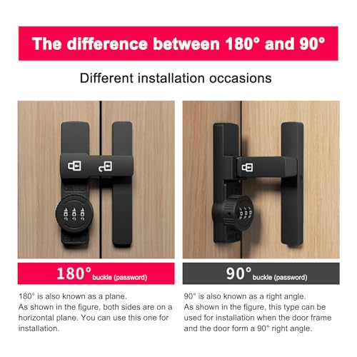 Betensh Barn Door Lock Latch 3-Digit Password Security Sliding Door Lock 90 Degree Flip Latch Lock Gate Latches for Small Doors,Storage Room - Image 4