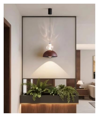 Lustre plafonnier Pasha en noyer vintage, modèle suspendu blanc