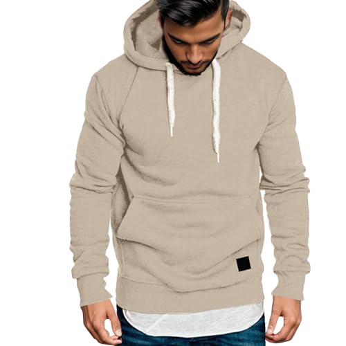 Hoodies for Men Oversized Long Sleeve Winter Fleece Hooded Sweatshirt Casual Drawstring Pullover Hoodies with Pocket