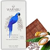 Warabu Organic Dark Chocolate Bar - Cocoa 70% Amazon Rainforest | Bean to Bar | Vegan, Gluten-Free, Lactose-Free, GMO-Free | USDA Organic Certified | 2.46 oz (1-Pack)