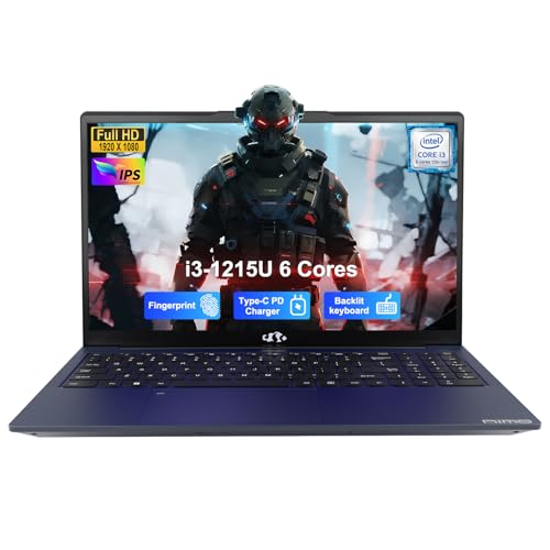 Image of NIMO 15.6" IPS FHD-Laptop, Intel 6 Cores I3-1215U 8GB RAM 256GB SSD (Beats i5-1135G7, Up to 4.4GHz) Student Computer with 65W Type C Backlit Keyboard Fingerprint, for Home and Business, Blue
