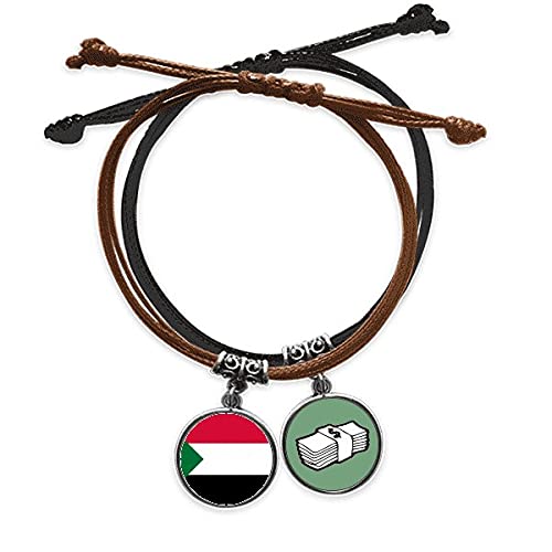 Pulsera de Sudán de cuerda y cuero para hombre y mujer ajustable