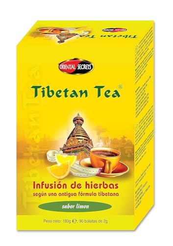 Tibetan Tea Sabor Limón 90 Bolsitas Infusoras | Té Verde Tibetano | con Escaramujo, Laurel, Tila, Menta Poleo y Hierba Luisa | Natural