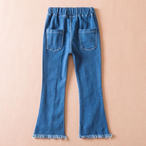 HNXDYY Girl Flare Jeans Casual Denim Elastic Wasit Pants Kids Clothes with Pocket2