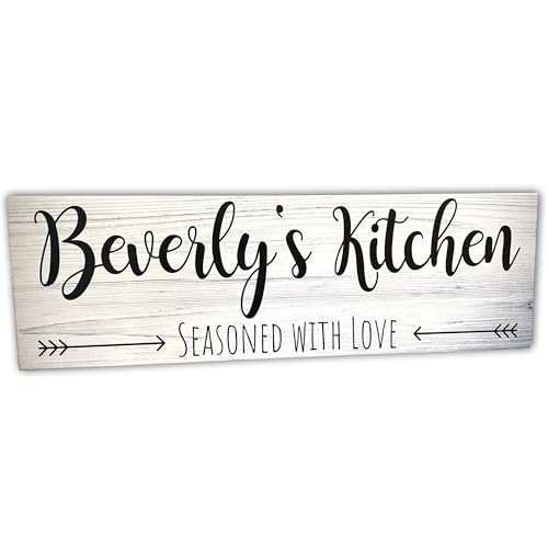 Personalized Kitchen Sign, Custom Kitchen Sign, Wood Sign for Kitchen, Kitchen Wall Decor, Housewarming Gift, Mothers Day Gift, Gifts for Mom, Custom Mom Gift (White)