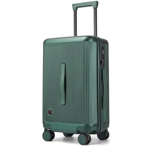 20 Inch Carry On Luggage, Hardside Lightweight Spinner Suitcase with TSA Lock, 22x14x9 Airline Approved Hard Shell Travel Suitcase with Wheels, Scratch Resistant (Dark Green, 20 Inch)