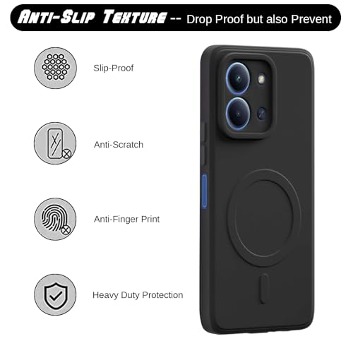 Image of Back Cover | MagFit Ring Design (Non-Magnetic) | Shockproof Case | Anti-Slip Grip | Raised Camera Edges | Slim Protective Case for Mi Redmi 15C 5G / Poco C85 5G (Matte Black)