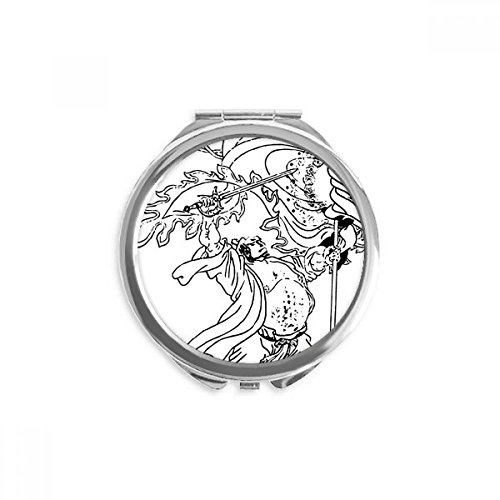 Miroir rond maquillage de poche dessin Trois Royaumes 2.6''