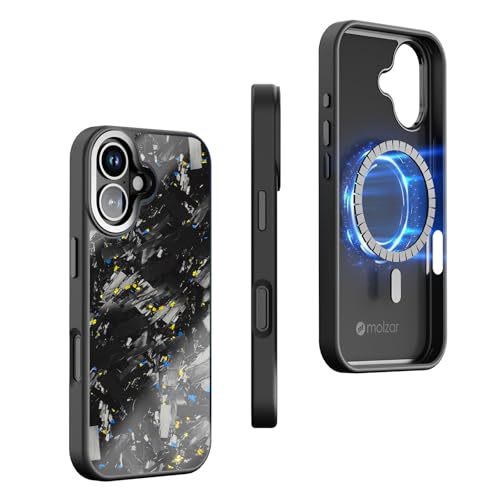Coque iPhone 17 fibre de carbone forgée et éclats d'or Vibe