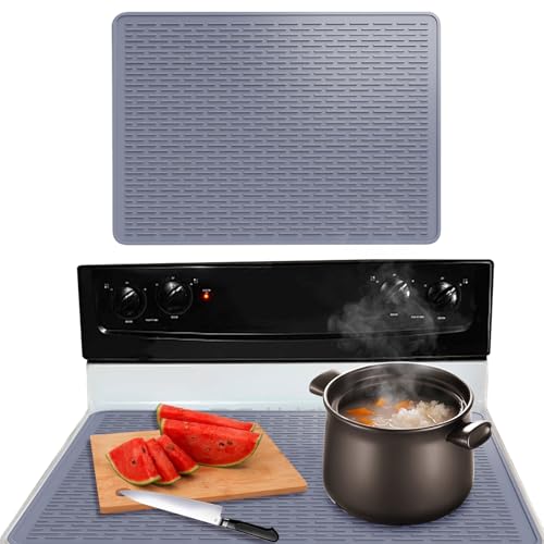 Qivine Protector Vitroceramica, Reutilizables Cubre Vitrocerámica Protector Placa Induccion Cocina 70x50cm, Cubre Encimera Tapa Vitroceramica para Encimera Cocina (Gris)