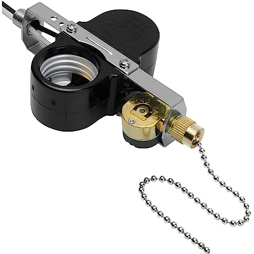 Image of Aspen Creative 21327-08-1, Ceiling Fan Light ZE-310D /ZE-109m Socket Nickel Pull Chain Switch, E27 Lamp Holder for Ceiling Fan Light