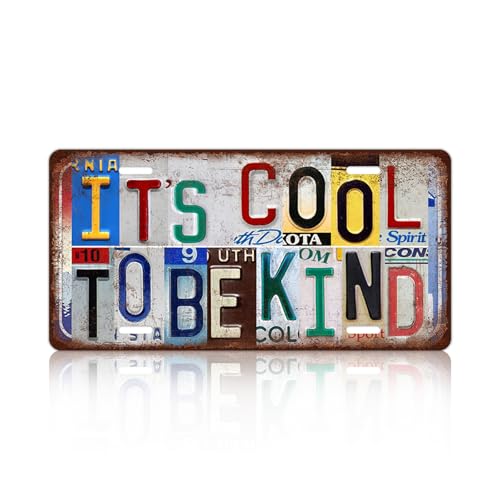 Vintage It's Cool To Be Kind License plate Wall Decor Metal Sign Tin Signs