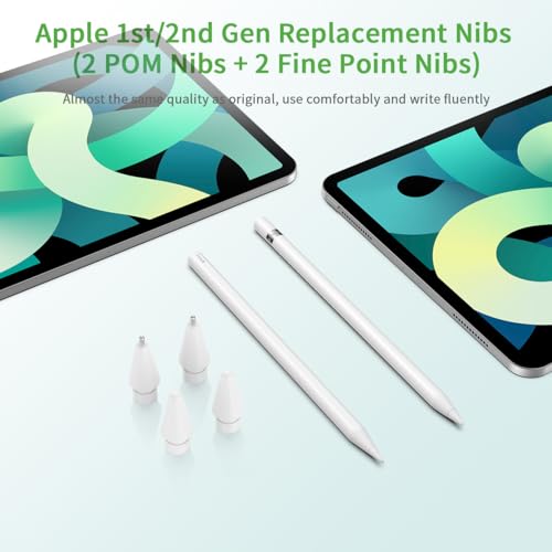 Image of KINGONE Nibs for Apple Pencil Tip(2 POM Nibs+2 Fine Point Nibs), Compatible with Apple Pencil 1st /2nd Gen, Apple Pencil Pro /USB-C, Wear-Resistant, Highly Sensitive & Precise Control, Writing Fluently