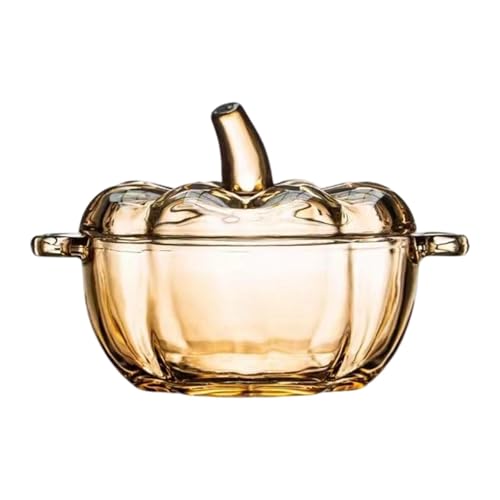 SHOPORA @ Glass Candy Dish with Lid Container Covered Decorative for Party Fall Buffet Amber Deal