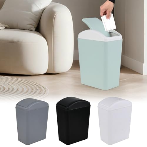 Caneca de basura plástica compacta 15 L con tapa basculante verde miniatura 6