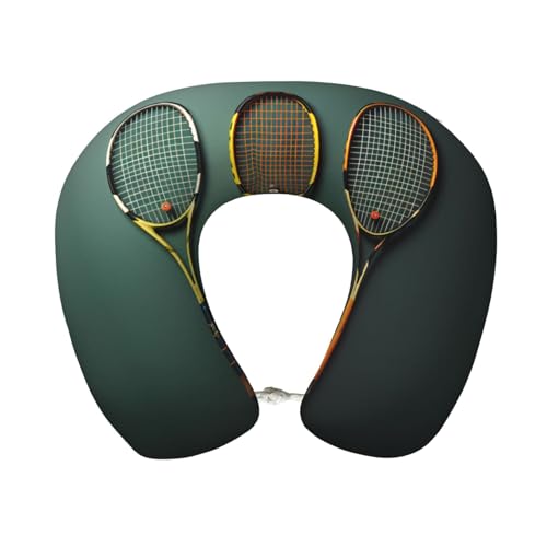 Erwqavc Almohada de viaje en forma de U con espuma viscoelástica, almohada portátil para el cuello para avión, pelotas de tenis y raquetas, funda desmontable