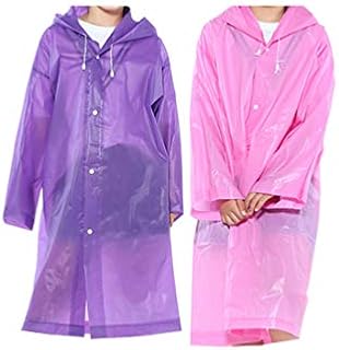 KLONKEE Kids Rain Ponchos 2-3 Packs Thickened Portable Reusable Raincoats for Boys