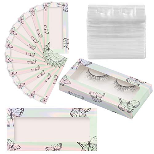 GOOTRADES 100 Pieces Empty Eyelash Case Set | Eyelash Boxes,50 Lash Packaging Boxes & 50 Eyelash Tray for Storage Eyelash,Plastic False Eyelash Box with Tray