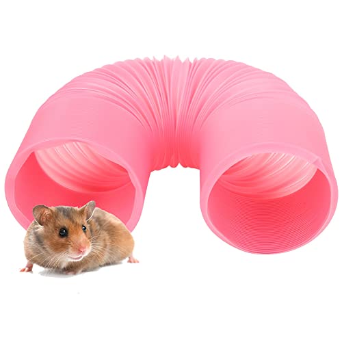 Tubo de Hámster Túnel Extensible de Plástico para Juegos de Animales Pequeños Juguetes Divertidos para Conejillos de Indias Chinchillas Ratas Y Conejos Enanos Hurones(Rosado)