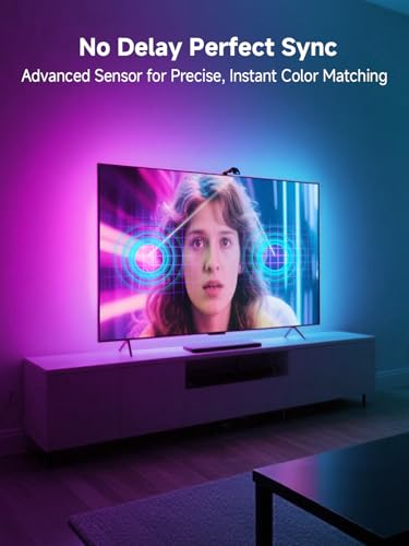 Image of GIPOYENT TV LED Backlight with Camera, 10.5FT RGBIC Screen Sync Lights for 32-50 Inch TVs & PC Monitors, Music Sync LED Strip Lights with App for Gaming, Movies, Bedroom