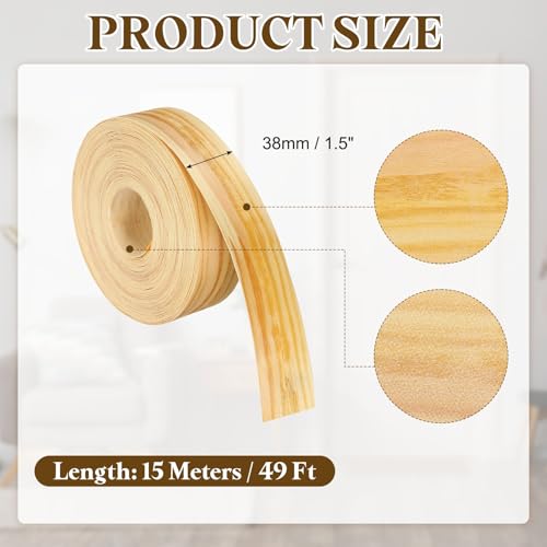Bandas de borde de chapa de madera de pino prepegadas de 1-1/2" x 49 pies para reparación 2