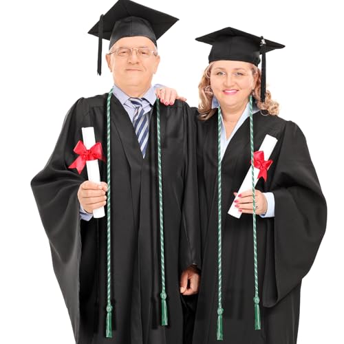Image of Graduation Honor Cord 68 inch Grad Braided Honor Cords with Tassel Honor Rope Grad Cords for Graduation Students Bachelor Master Doctoral Gown Grad Decor (Kelly and White)