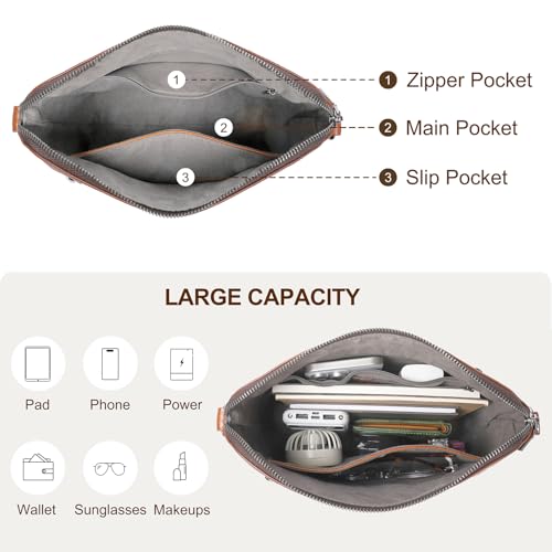 Image of COOLCY Genuine Leather Crossbody Bags for Women Purses and Handbags for Ladies with Multiple Pockets Shoulder Satchel Bag